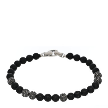 DAVID YURMAN Sterling Silver Black Diamond Black Onyx 6mm Spiritual Beads Bracelet
