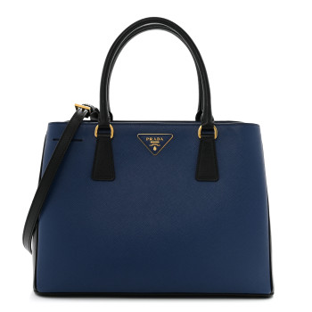 PRADA Saffiano Lux Medium Tote Bluette Black