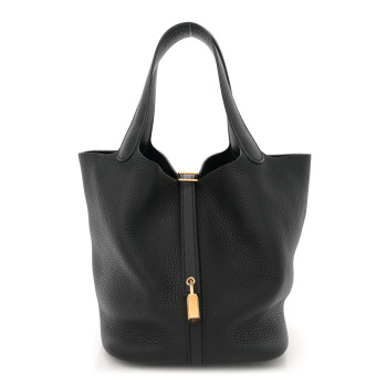 HERMES Taurillon Clemence Picotin Lock 22 MM Black