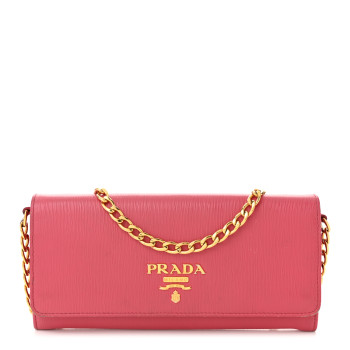 PRADA Vitello Move Metal Oro Chain Wallet Peonia