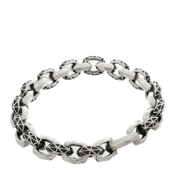 DAVID YURMAN Sterling Silver Black Diamond Faceted Link Bracelet