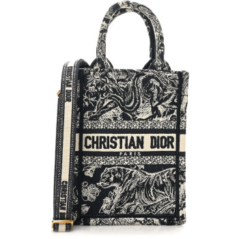 CHRISTIAN DIOR Canvas Toile de Jouy Reverse Embroidered Mini Book Tote Phone Bag Blue
