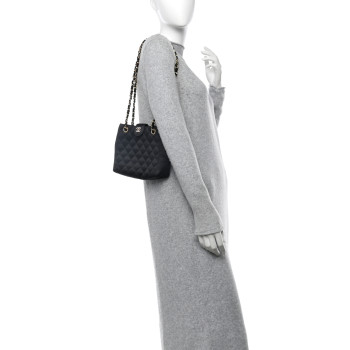 CHANEL Satin Quilted Crystal CC Shoulder Bag Black
