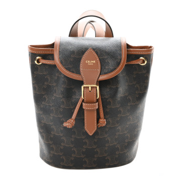 CELINE Triomphe Canvas Calfskin Mini Folco Backpack Tan