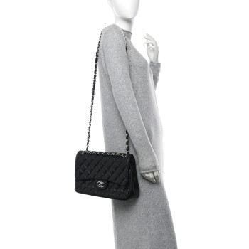 CHANEL Lambskin Quilted Jumbo Double Flap Black