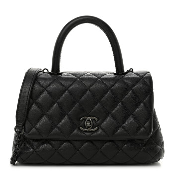 CHANEL Caviar Quilted Mini Coco Handle Flap So Black