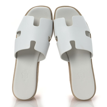 HERMES Calfskin Cork Eze 30 Sandals 36 White