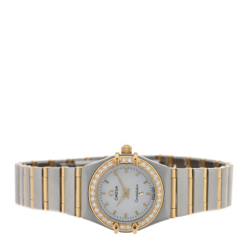 OMEGA Stainless Steel 18K Yellow Gold Diamond Bezel Mother of Pearl 22mm Constellation Quartz Watch 1267.70.00