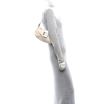 FENDI Zucchino Mini Baguette Beige White