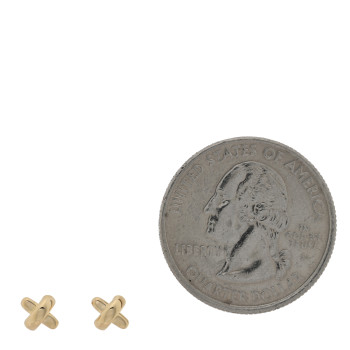 TIFFANY 18K Yellow Gold 5mm Cross Stitch Earrings
