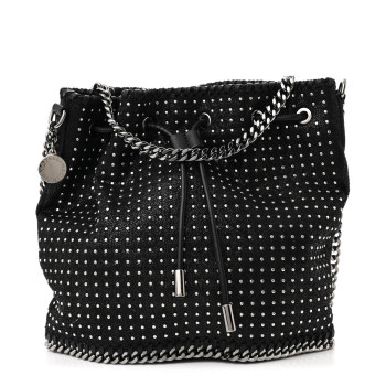 STELLA MCCARTNEY Shaggy Deer Small Falabella Studded Bucket Bag Black