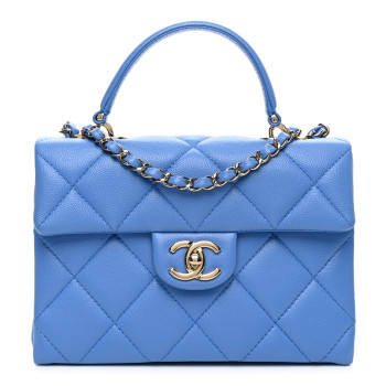 CHANEL Caviar Quilted Mini Retro Twist Top Handle Flap Blue