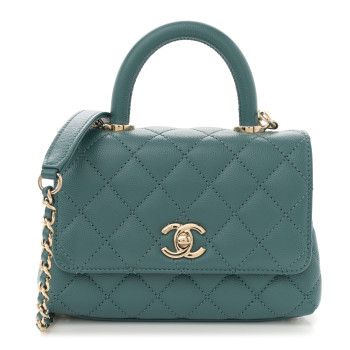 CHANEL Caviar Quilted Extra Mini Coco Handle Flap Green