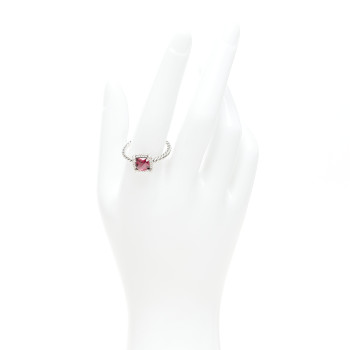 DAVID YURMAN Sterling Silver Diamond Garnet 7mm Petite Chatelaine Pave Bezel Ring 62 10