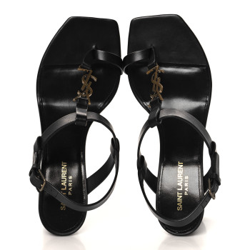 SAINT LAURENT Calfskin Cassandra 75 Sandals 41 Black