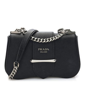 PRADA Saffiano Lux Sidonie Small Chain Crossbody Bag Black