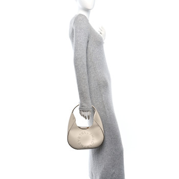 STELLA MCCARTNEY Eco Alter Nappa Perforated Logo Small Hobo White
