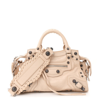 BALENCIAGA Agneau Arena Neo Cagole Handbag XS Sand Beige