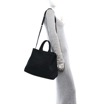PRADA Canvas Embroidered Drill Tote Black