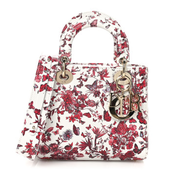 CHRISTIAN DIOR Calfskin Le Coeur Des Papillons Small My ABCDior Lady Dior White Multicolor