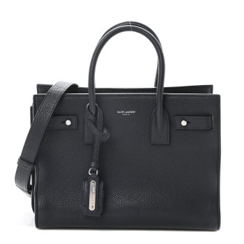 SAINT LAURENT Grained Calfskin Baby Supple Sac De Jour Navy