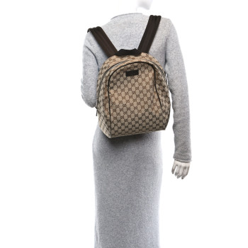 GUCCI Monogram Travel Backpack Dark Brown