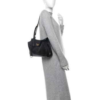 BALENCIAGA Natural Smooth Calfskin Rodeo Shoulder Bag Black