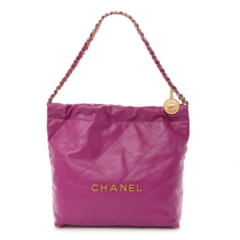 CHANEL Shiny Calfskin Quilted Small Chanel 22 Purple