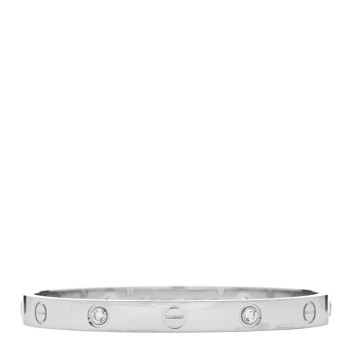 CARTIER 18K White Gold 4 Diamond Love Bracelet 17