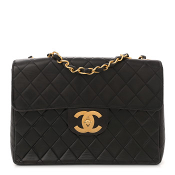CHANEL Lambskin Quilted Jumbo Single Flap Black