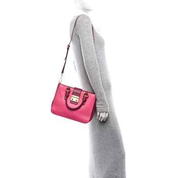 MIU MIU Goatskin Madras Bi-Color Shopping Tote Pink Malva