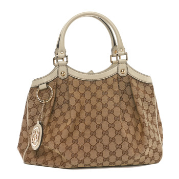 GUCCI Monogram Medium Sukey Tote Off White