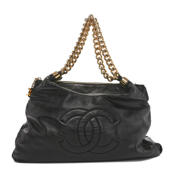 CHANEL Calfskin Rodeo Drive Hobo Black