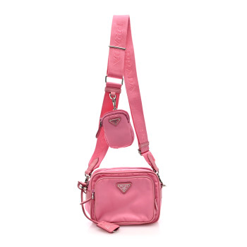 PRADA Tessuto Nylon Saffiano Brique Crossbody Bag Re-Edition 2005 Begonia
