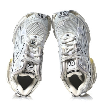 BALENCIAGA Mesh Rubber Monocolor Womens Runner Sneakers 36 White
