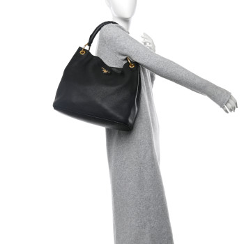 PRADA Vitello Daino Hobo Black