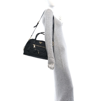 PRADA Tessuto Nylon Soft Calf Tote Black