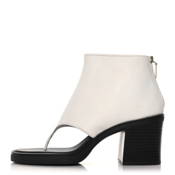 MIU MIU Calfskin Thong Ankle Booties 38.5 White Black