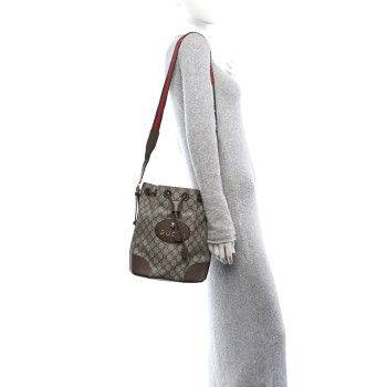 GUCCI GG Supreme Monogram Neo Vintage Drawstring Bucket Backpack Beige New Acero Crop