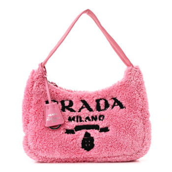 PRADA Terry Cloth Mini Re-Edition 2000 Bag Petalo Black