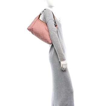 GUCCI Monogram Horsebit Top Handle Hobo Bag Pink