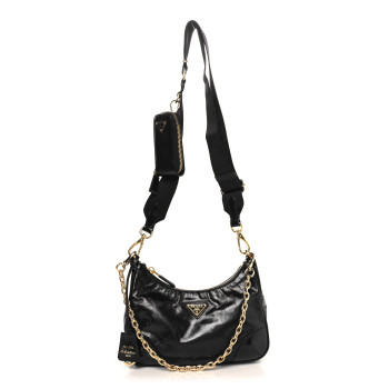 PRADA Patent Naplak Re-Edition 2005 Shoulder Bag Black