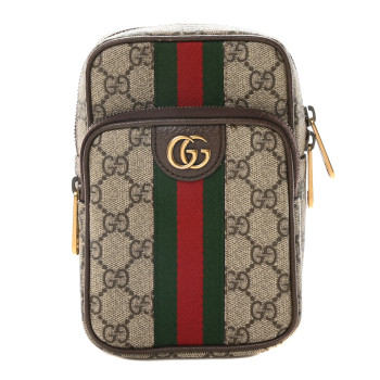 GUCCI GG Supreme Monogram Web Mini Ophidia Messenger Brown