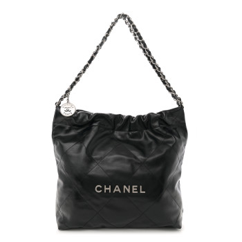 CHANEL Shiny Calfskin Quilted Small Chanel 22 Black