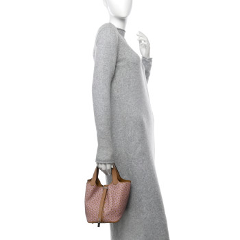 HERMES Swift Lucky Daisy Picotin Lock 18 PM Chai Rose White