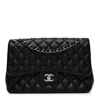 CHANEL Lambskin Quilted Jumbo Double Flap Black
