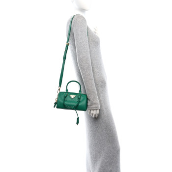 PRADA Saffiano Lux Top Handle Crossbody Bag Mango