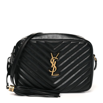 SAINT LAURENT Calfskin Matelasse Monogram Lou Camera Bag Black