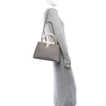 LOUIS VUITTON Taurillon Capucines MM Steeple Gray