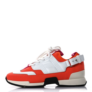 HERMES Calfskin Womens Athlete Sneakers 36.5 Orange Multicolor